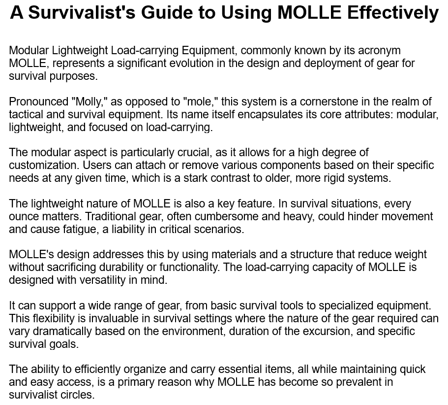 A Survivalist’s Guide to Using MOLLE Effectively AIAssisted PLR